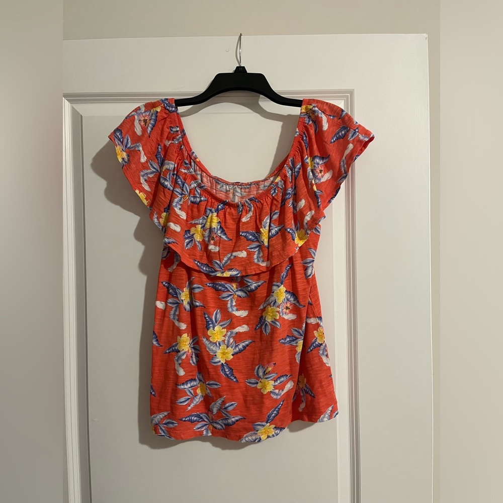 Old Navy Multicolor Floral Print off the Shoulder Blouse
